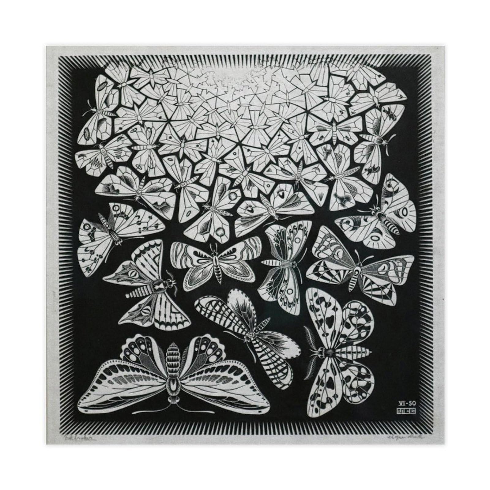 WCYB Butterflies by Maurits Cornelis Escher Posters Prints Canvas Deco Paintings Wall Art Unframe 28" L X 28" W
