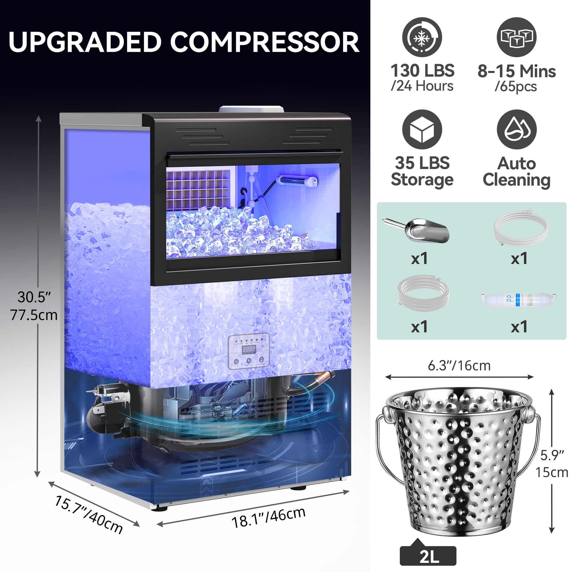Snapklik.com : YITAHOME 2 Way Water Inlet Commercial Ice Maker Machine ...