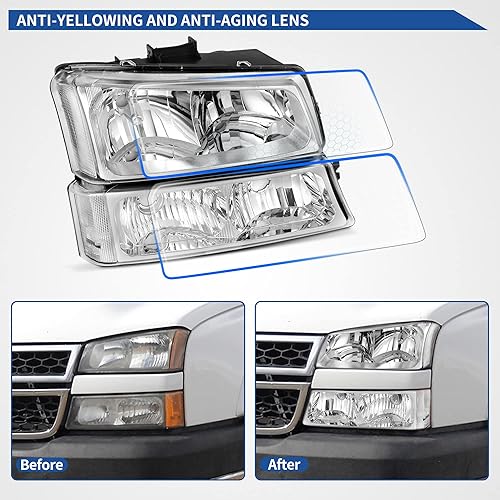 Miniatura 2 de oEdRo Faro delantero para Chevy Silverado 03-06 1500 2500 3500 1500HD 2500HD03-06 Avalanche 1500 250007 Silverado 1500 1500HD 2500HD 3500 Classic