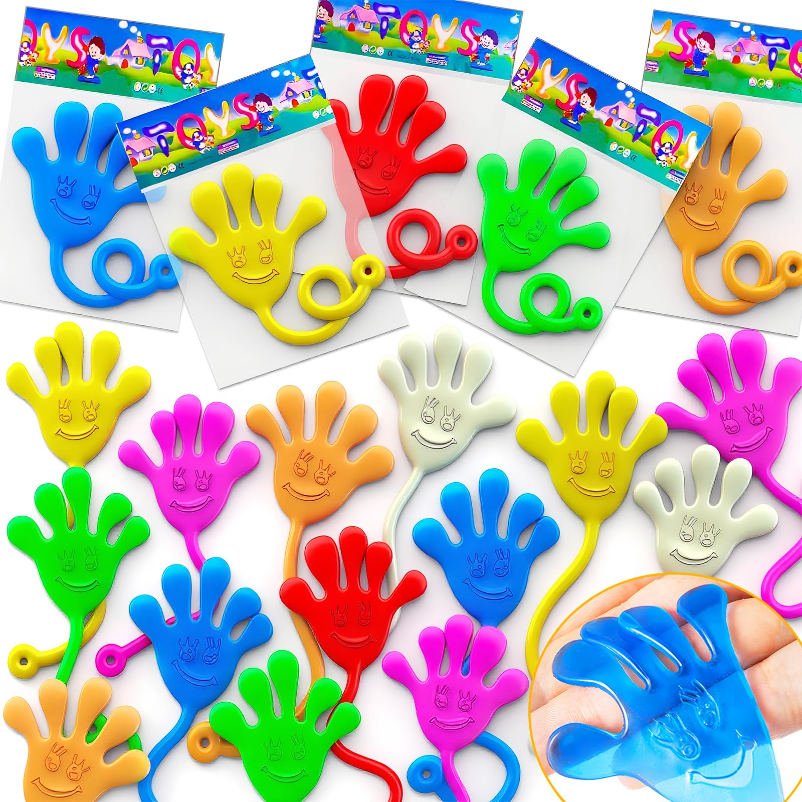 41Pack Sticky Hands for Kids Classroom Prizes Stretchy Summer Birthday Supplies Pinata Goodie Bag Stuffers Treasure Box Toy Small Slap Hand Party Favor Treat Trinkets School Prizes Bulk Toy