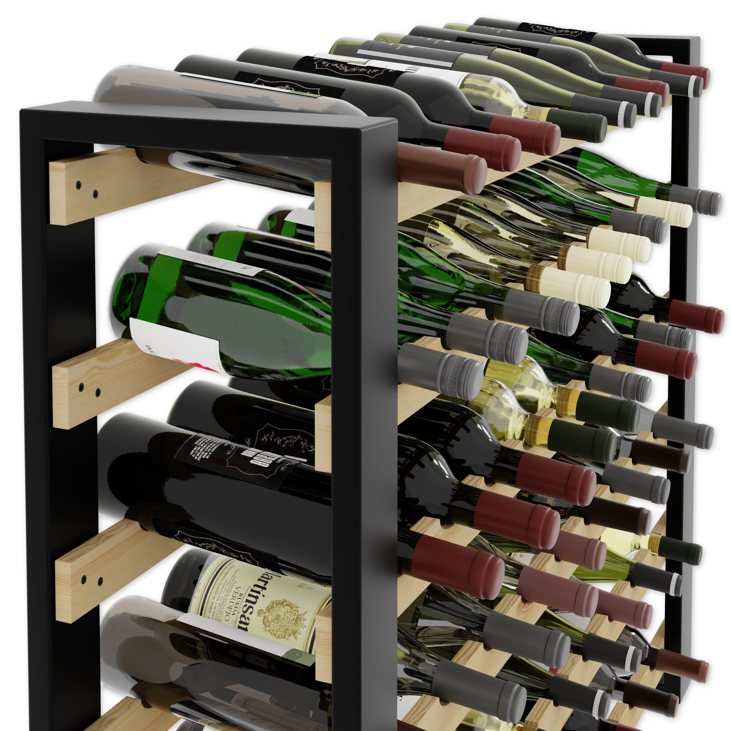 Lenmar Série RW Casier à vin en bois pour bouteilles, étagère de cave LOFT 135, 204 x 104 x 27, 135 bouteille