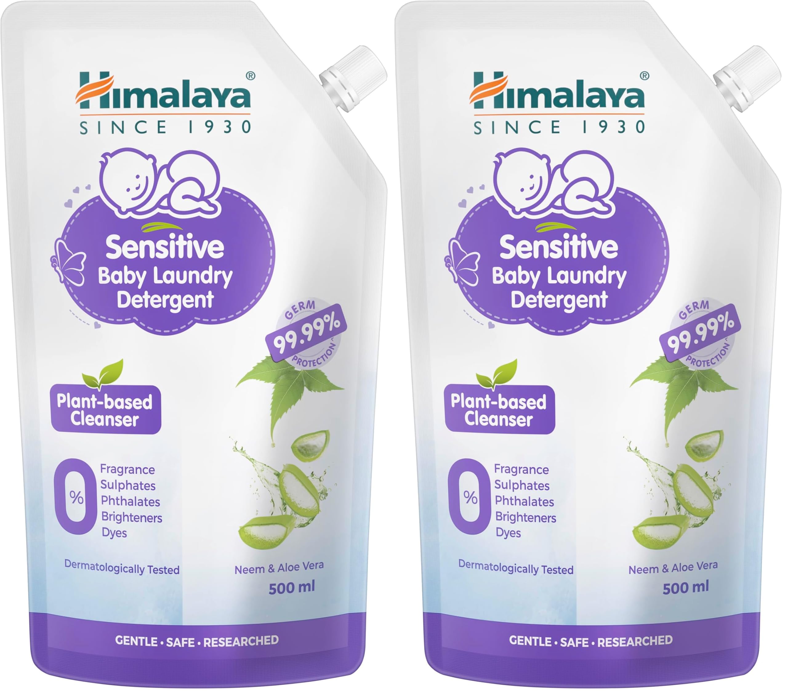 himalaya sensitive baby laundry detergent 500 ml | fragrance-free, for sensitive skin, liquid (pack of 2)