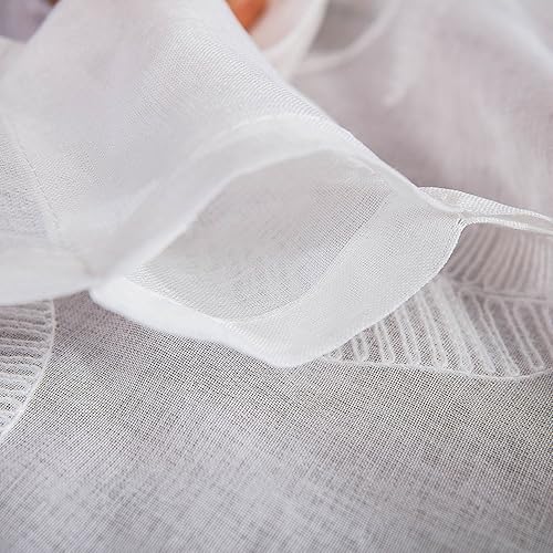 Miniatura 3 de VOGOL Cenefa transparente con bolsillo para barra blanca para ventanas, cenefa bordada para cortinas de cocina, cenefa de cortina de estilo rústico