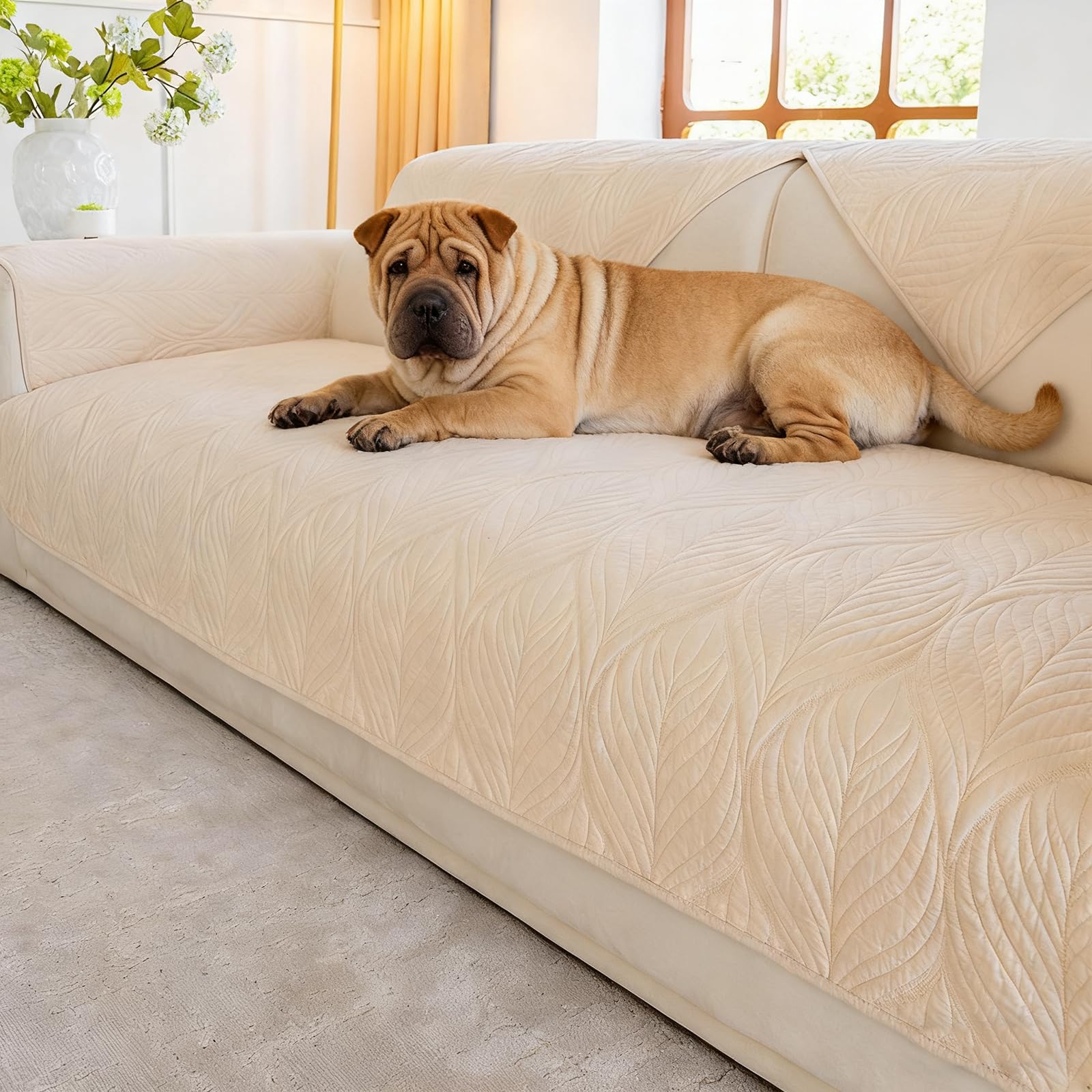 Générique Housse De Canapé Sectionnelle en Coton pour Chiens, Protection De Canapé Lavable Et Antidérapante Adaptée Aux Animaux De Compagnie, Housse De Meuble Douce pour Chats