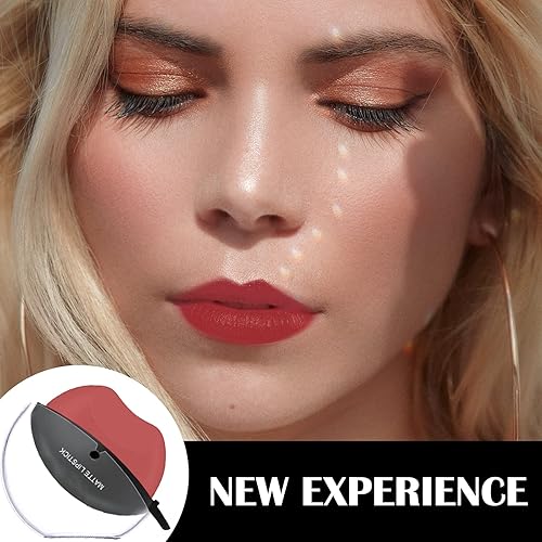 Miniatura 2 de DAGEDA Juego de lápices labiales mate de 3 colores, lápiz labial de terciopelo mate, lápiz labial perezoso, de larga duración, alta pigmentación,