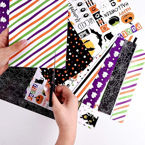 Miniatura 3 de ASTARON Juego de 60 hojas de papel con patrón de Halloween, tamaño A5 (5.5 x 8.2 pulgadas), papel decorativo para hacer tarjetas, manualidades,