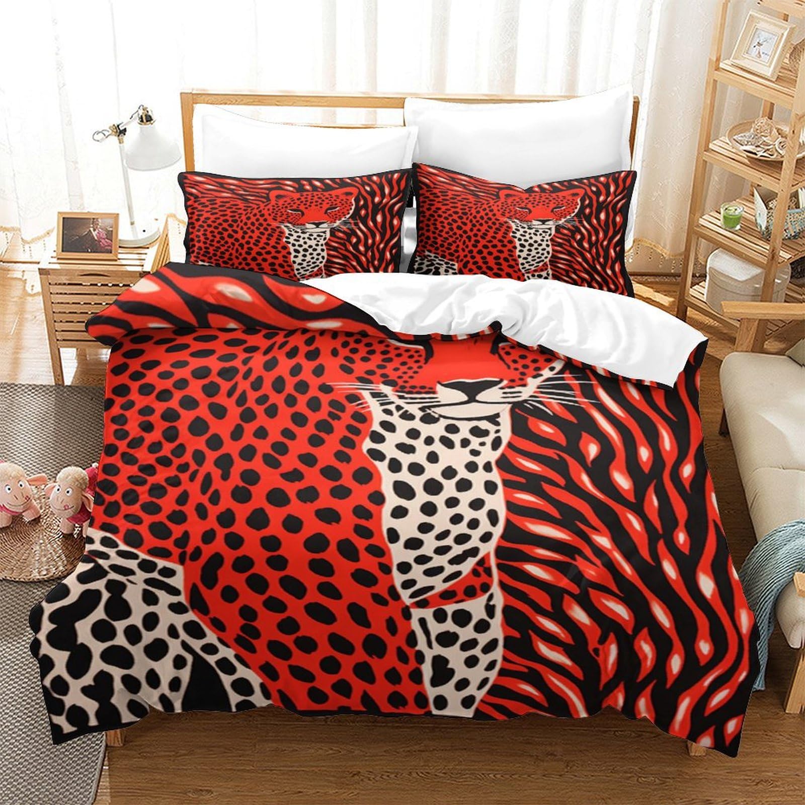 P1S9U7W5Y Trendy Leopard 3D Printed Duvet Cover Set 3pcs Microfiber Zebra Bedding Set King