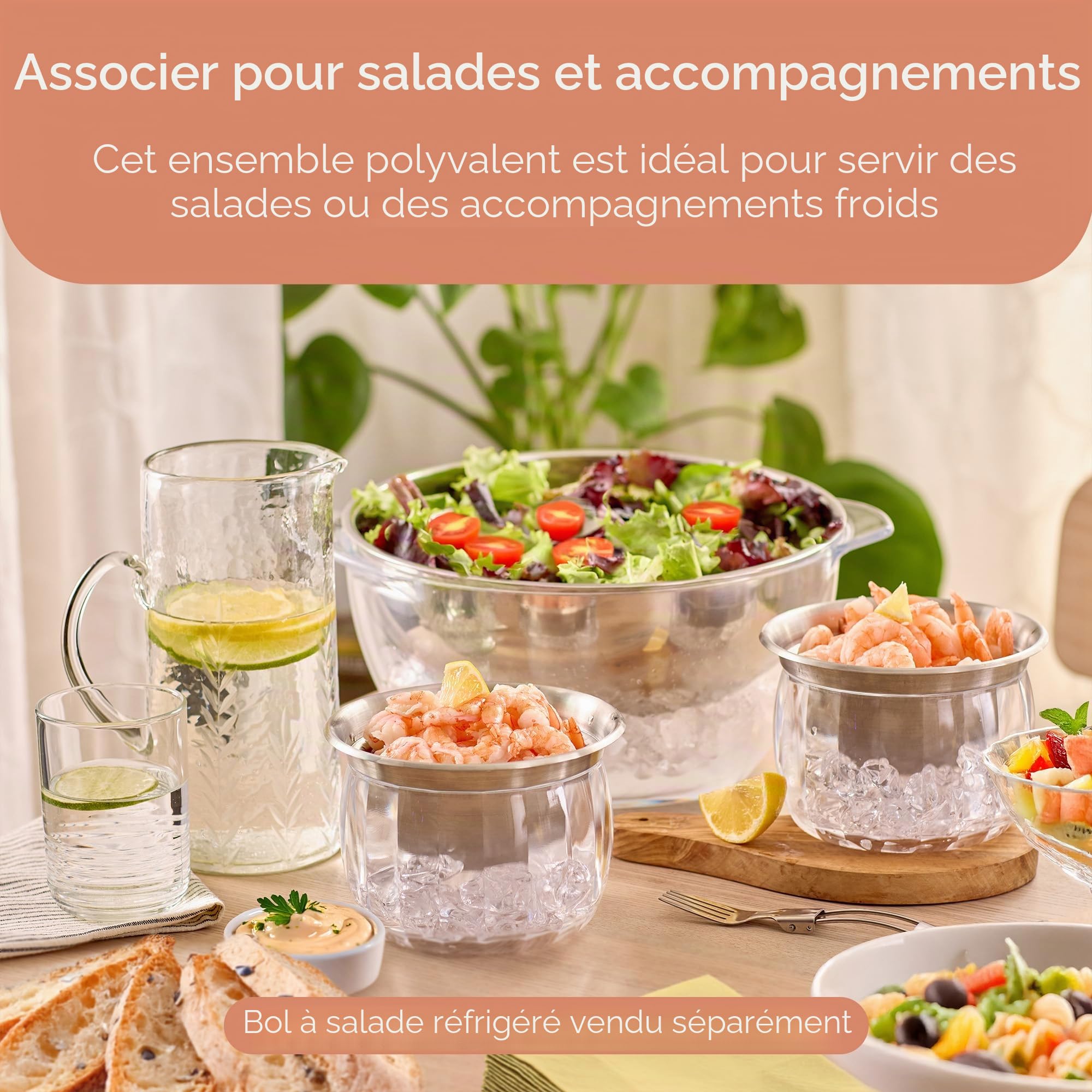 UCO Lot de 2 Bols Réfrigérants avec Couvercle, 590 ml | Bols à Sauce et Récipients à Salade Réfrigérés pour Fêtes