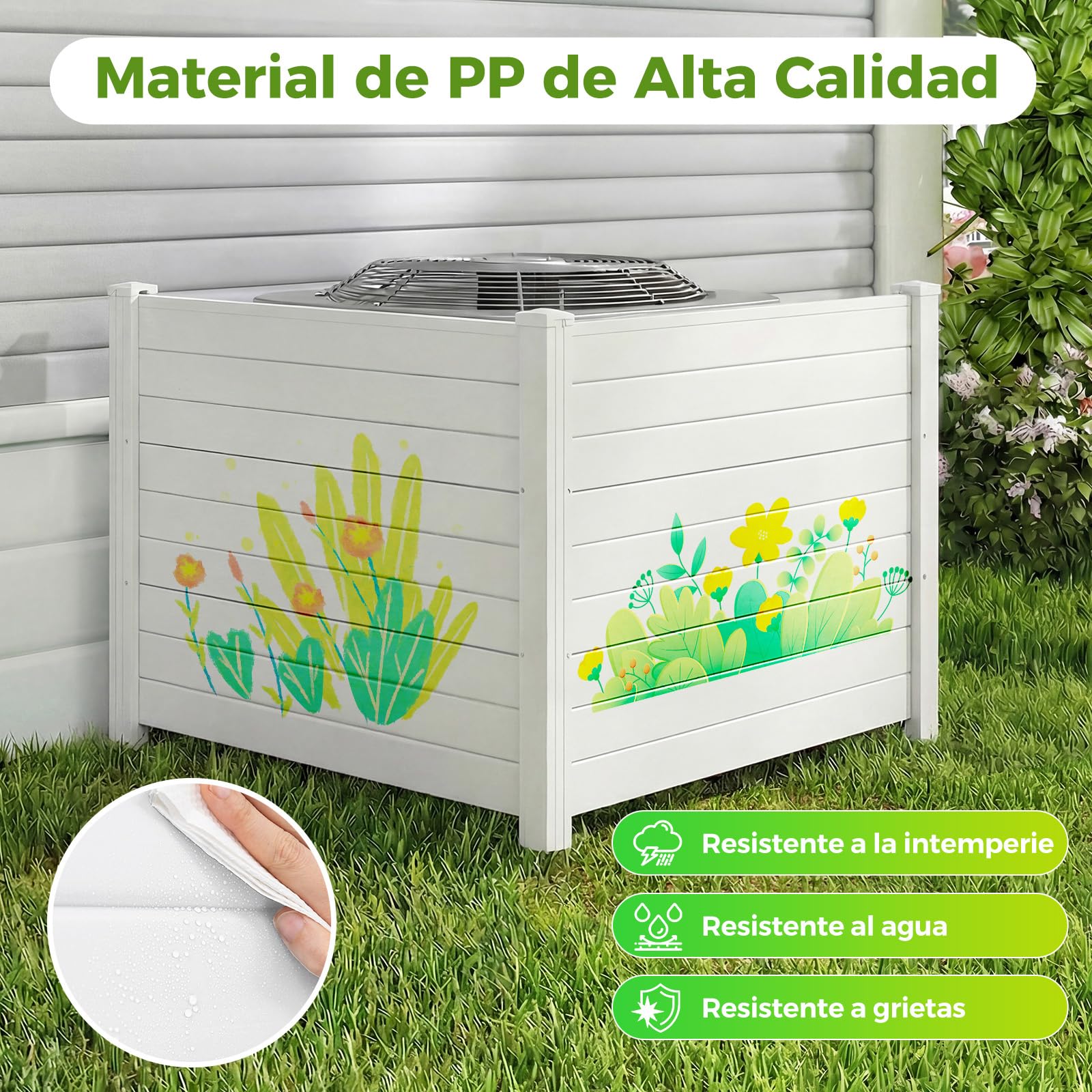 COSTWAY Vallas Jardin PP de 4 Paneles, 1220 x 95 mm, Valla de Ocultacidad | Pantallas de Privacidad con Estacas de Tierra para Aire Acondicionado y Cubo de Basura, Forma Recta o en L
