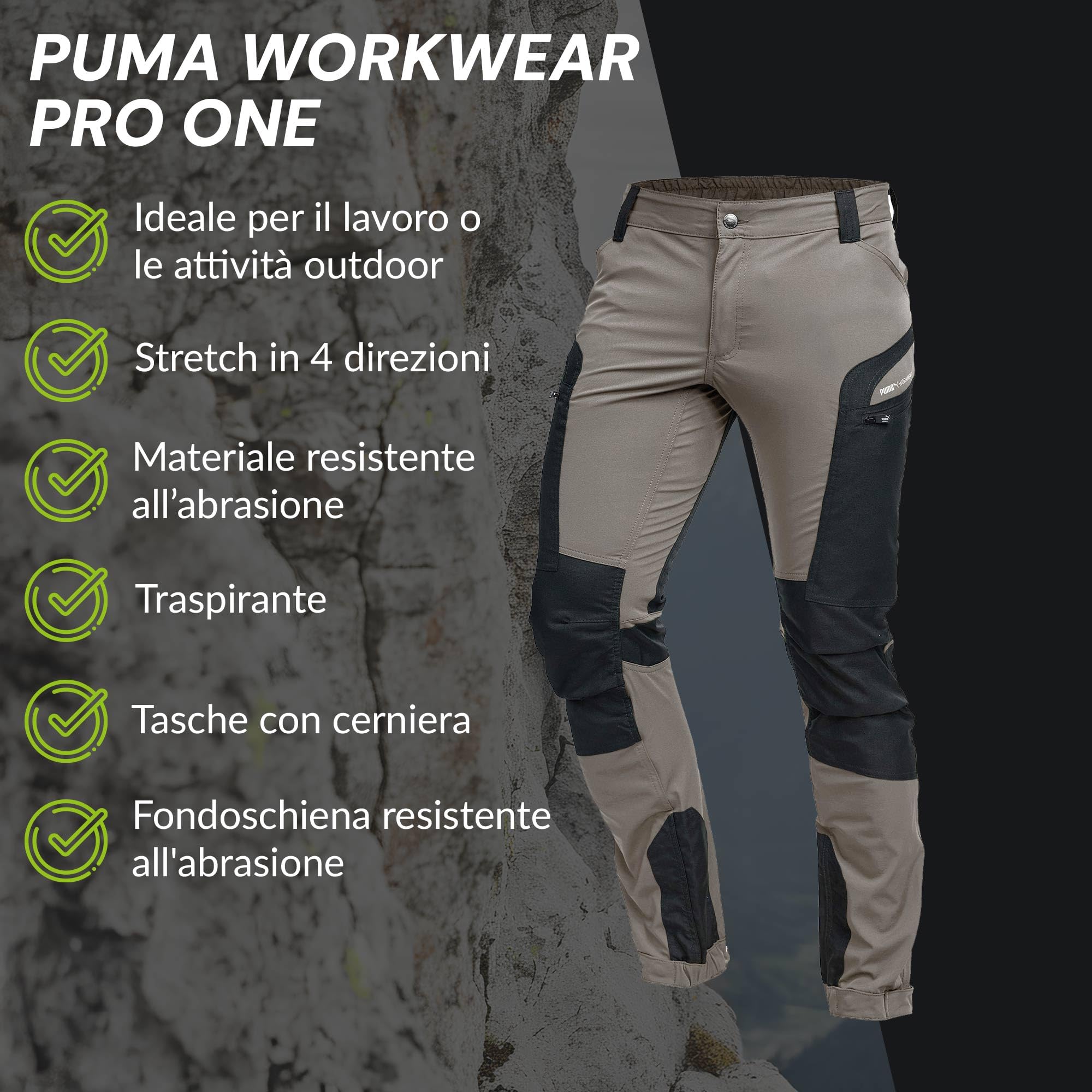 PUMA Workwear Pro-One, pantaloni per attività all'aria aperta, robusti, traspiranti e durevoli, pantaloni perfetti per escursioni, alpinismo, bushcraft e lavori esterni