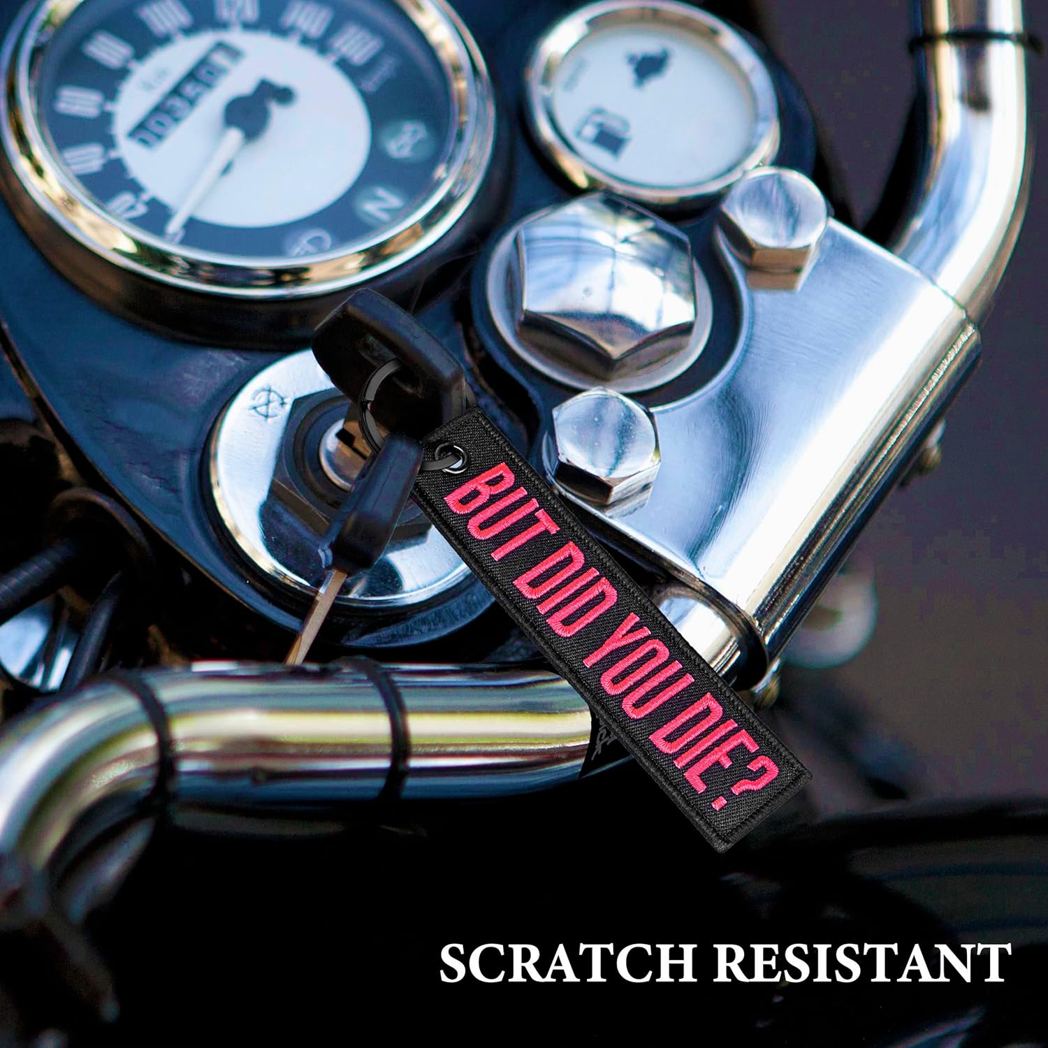 Dreambay 2 Pack Keychain Tag BUT DID YOU DIE American Flag Embroidery for Motorcycle Scooter Car Gift - Image 2