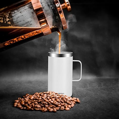 Miniatura 10 de KXIAOCHEN Taza de café aislada de 20 onzas con tapa, taza de café de acero inoxidable, vaso de café al vacío de doble pared con asa, taza de café