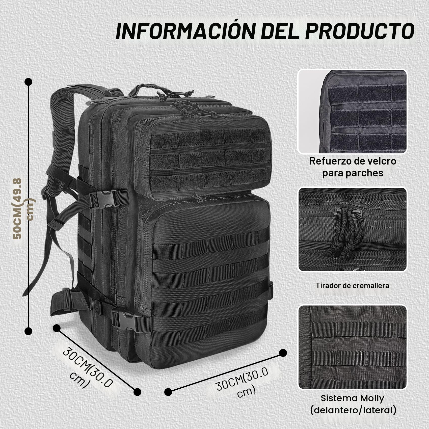 Mochila Militar 45 Litros Impermeable Mochila Tactica Gran Capacidad Mochilas Hombre Mujer para Viaje Pesca Caza Camping Senderismo Deporte