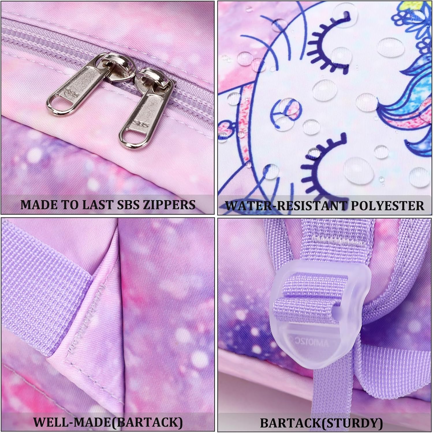 JIANYA Backpack for Girls, Preschool Kindergarten Kids School Bag Girls Backpack with Lunch Box & Chest Strap, 15" Tall - Image 8