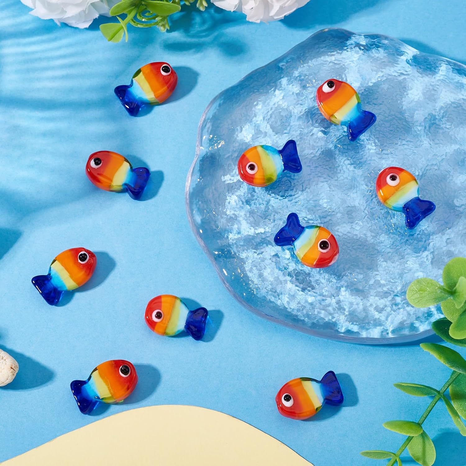 Cheriswelry 12Pcs Fish Beads Handmade Lampwork Glass Beads Colorful Print Fish Loose Spacer Bead 20x13mm for DIY Summer Bracelet Necklace Earring Jewelry Making Ocean Beach Decor - Image 5