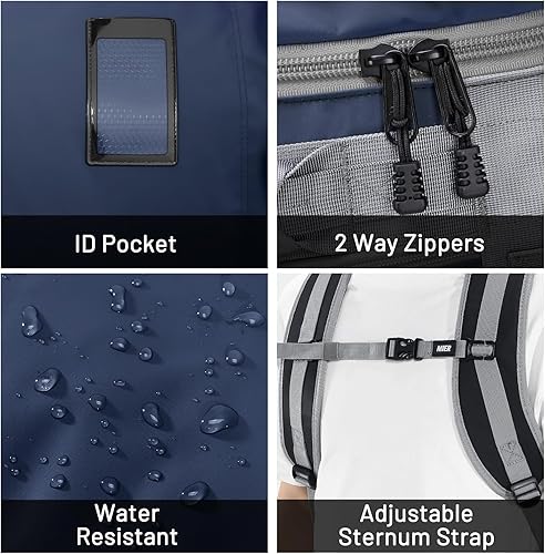 Miniatura 4 de MIER Mochila grande de lona deportiva para gimnasio con compartimento para zapatos resistente y resistente al agua