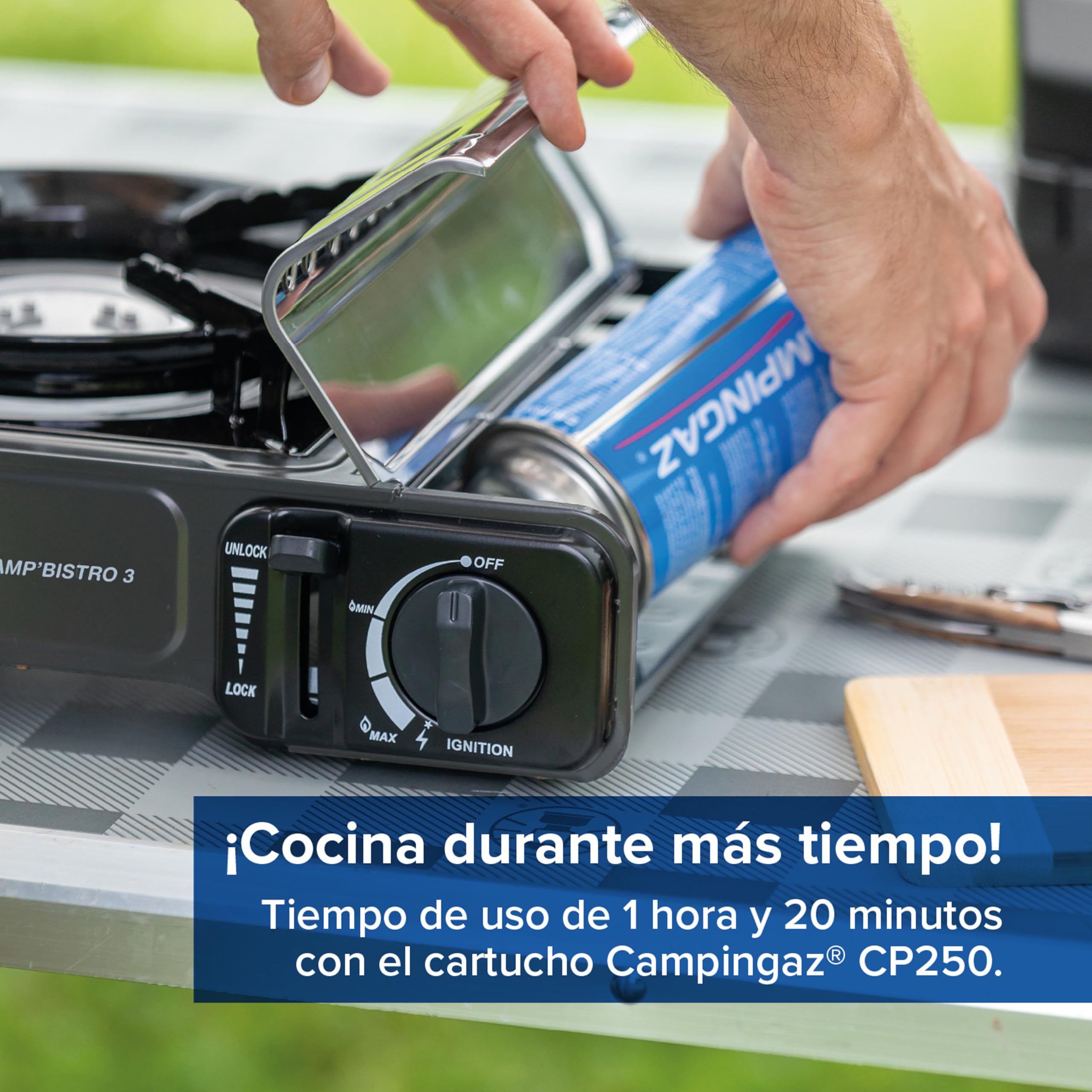 Campingaz Camp Bistro 3 Fornelli Piastra Combo | Fornello da campeggio a 1 bruciatore | 2200 Watt | Cucina da esterno compatta e portatile | Include custodia per un facile trasporto | Nero