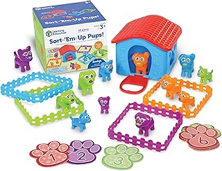 Learning Resources Sort-'Em-Up Pups 28 Pieces, Ages 3+ Sorting & Matching Toys, Educational Toys for Toddlers, Preschool Toys, Toddler Learning Toys
