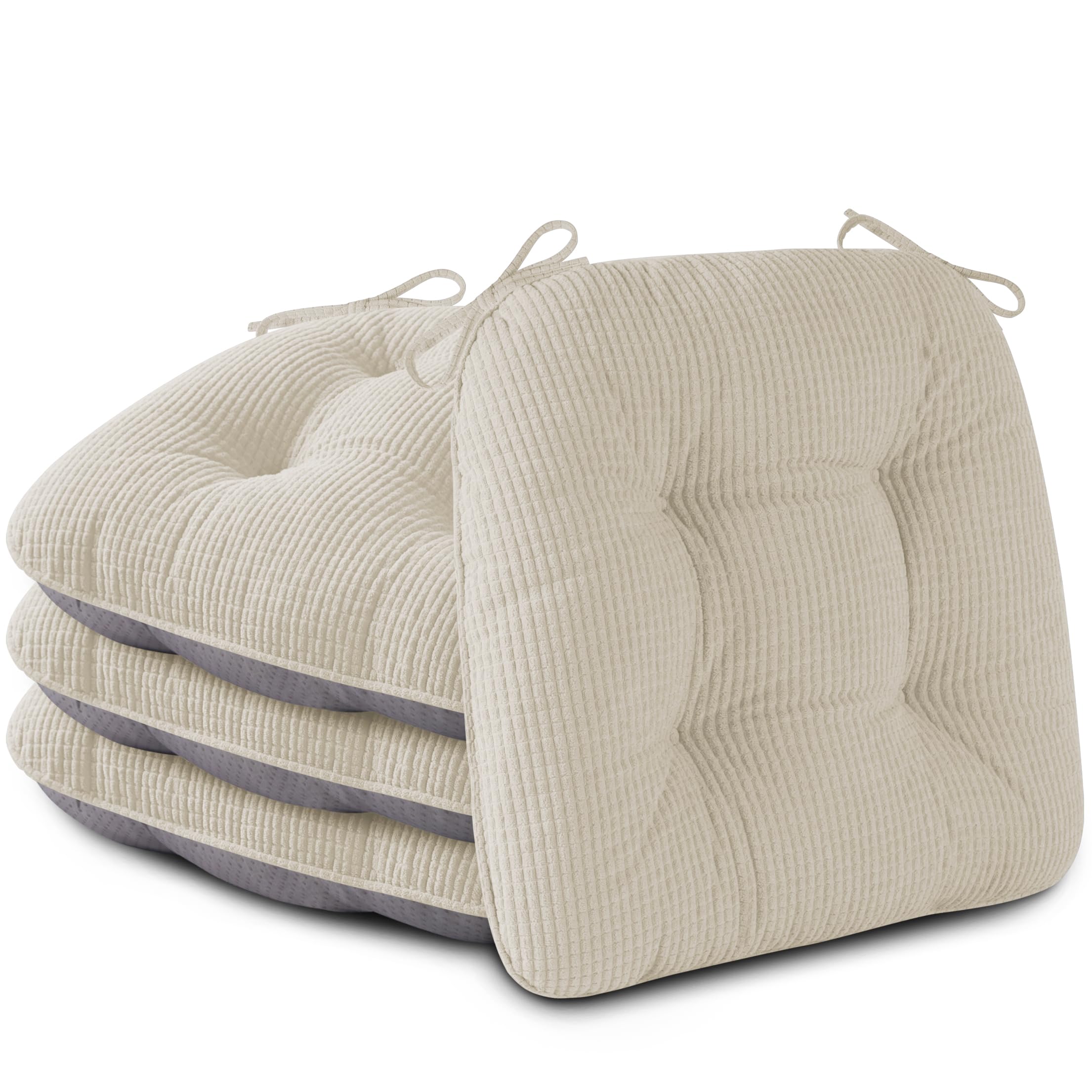 FlyGulls Seat Cushions for Dining Chairs Set of 4,40x40x8cm Cream
