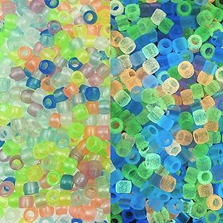 Mulutoo 600Pcs UV Pony Beads Glow in The Dark Beads Color Changing Sun UV Reactive Plastic Spacer Beads Fun Cute Solar Bea...