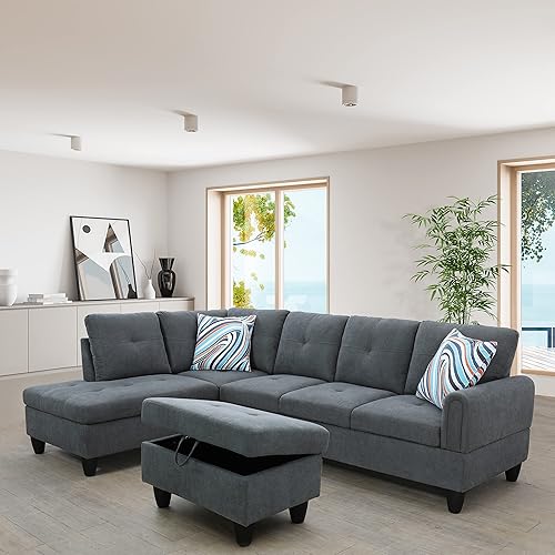 Star Home Living Maryland - Sofá seccional orientado a la izquierda, en forma de L, color gris oscuro disponible en Yaxa Peru