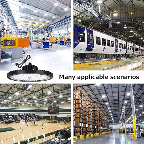 Miniatura 7 de Atocif Luz LED de alta bahía de 200 W, 29,000 lm, 5000 K, luz diurna de 2 piezas LED con enchufe de EE. UU., luces LED industriales comerciales para