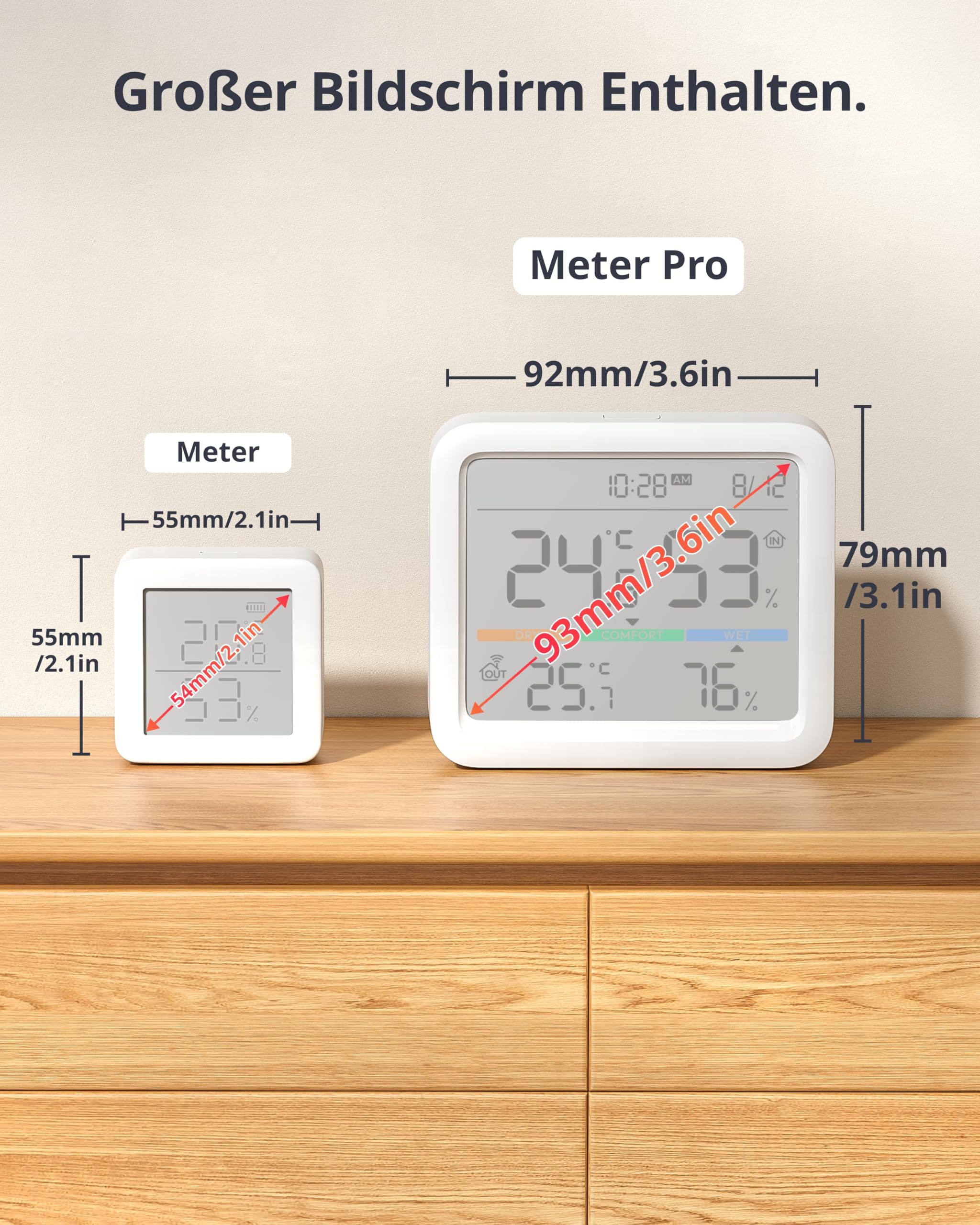 SwitchBot Thermometer Hygrometer Innen Bundle Bluetooth Wetterstation Funk mit Außensensor IP65,