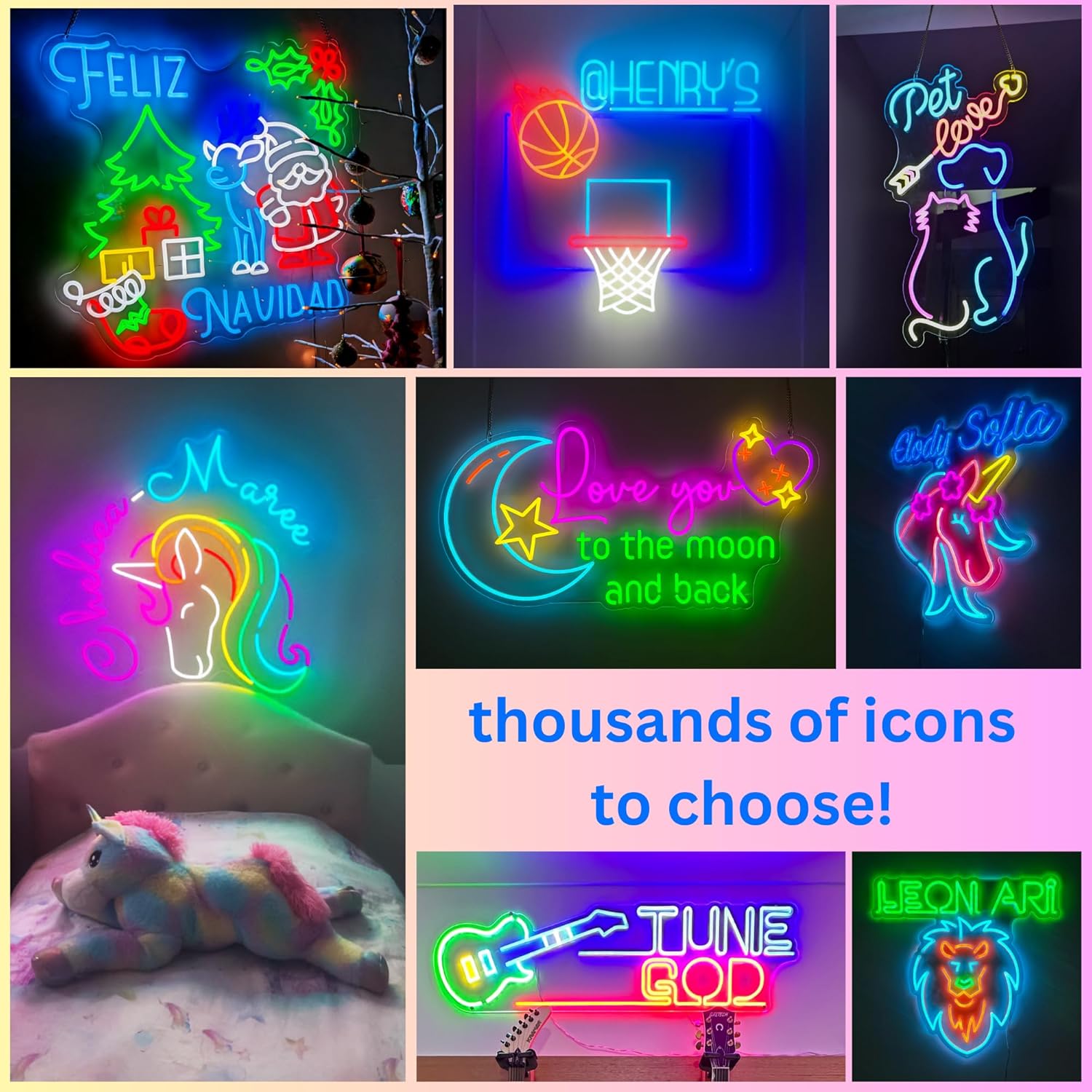 Custom Neon Signs | Personalized LED Sign for Birthday Gift, Children Party, Kids Gift Idea | Wall Light Decoration (Swirls)