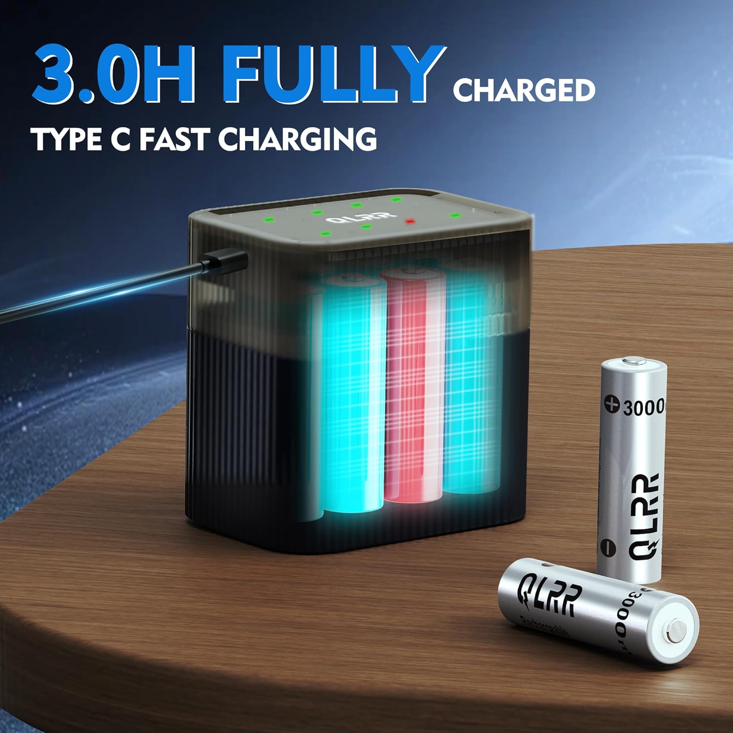Rechargeable Lithium AA Batteries with Fast Charger 8 Pack 1.5V 3000mWh High Capacity AA Batteries Constant Output Li-ion Double a Batteries Cycle Times up to 1200x