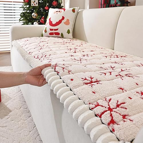 Miniatura 9 de Funda cálida de felpa para sofá, funda de sofá para mascotas para sofás de 2 a 3 plazas, fundas de sofá lavables para mascotas, fundas Negro,Rojo