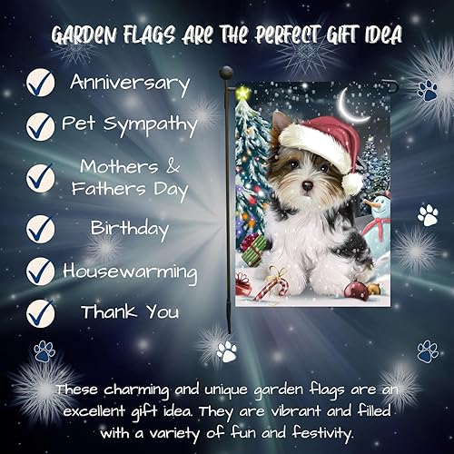 Miniatura 7 de Doggie of the Day Biewer Terrier - Banderas de jardín para perros  Have a Holly Jolly Christmas  Doble cara  Regalo decorativo de primavera para
