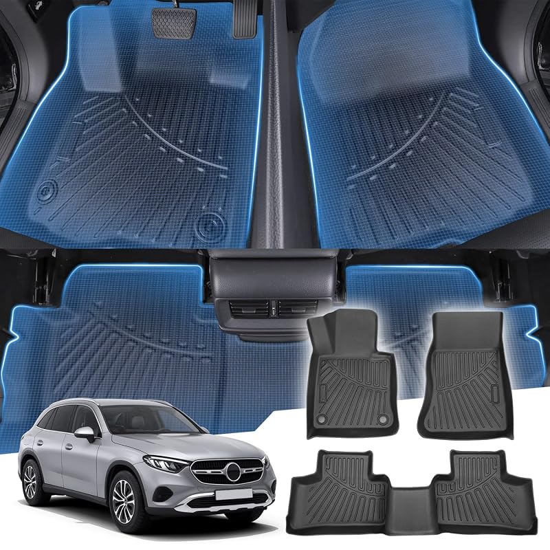 Tapetes automotivos sob medida em TPE para Mercedes-Benz GLC 300 e GLC 43 AMG 2023–2026, 3 peças