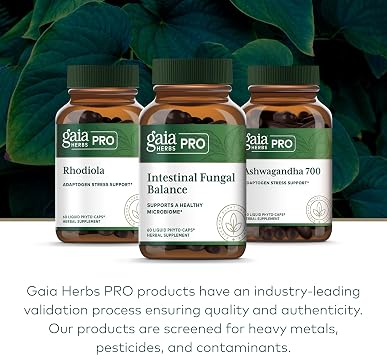 GAIA HERBS PRO Intestinal Fungal Balance - Digestion Support Supplement* - Cleanse Support Supplement* with Holy Basil Leaf, Cinnamon Bark & Oregon Grape Root - 60 Liquid Phyto-Caps (60 Servings)