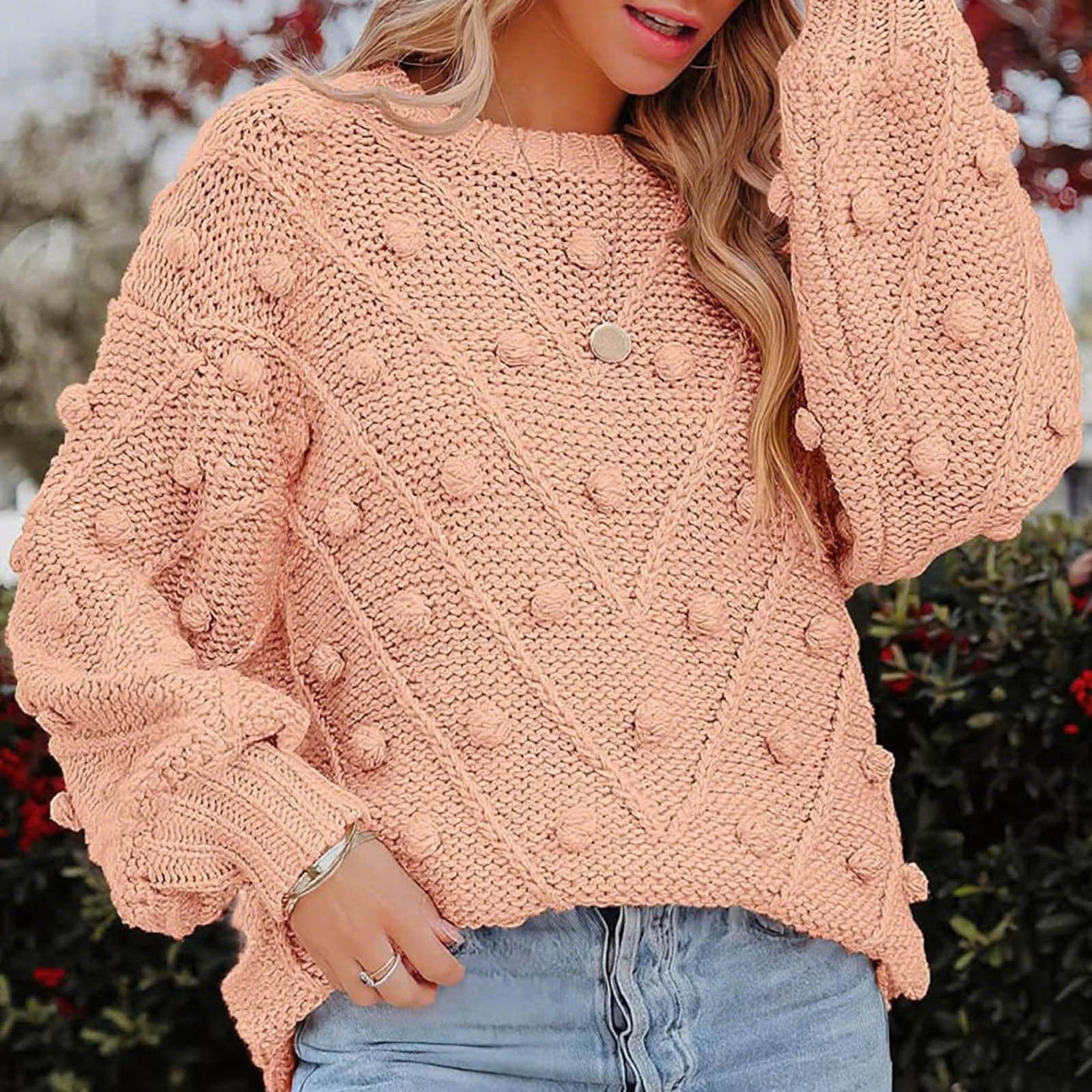 Maglione Donna Casual Maniche Lunghe Pullover Classico Autunno Inverno | Modello versatile e facile, dona un aspetto curato senza rinunciare al comfort quotidiano, ideale per autunno inverno.