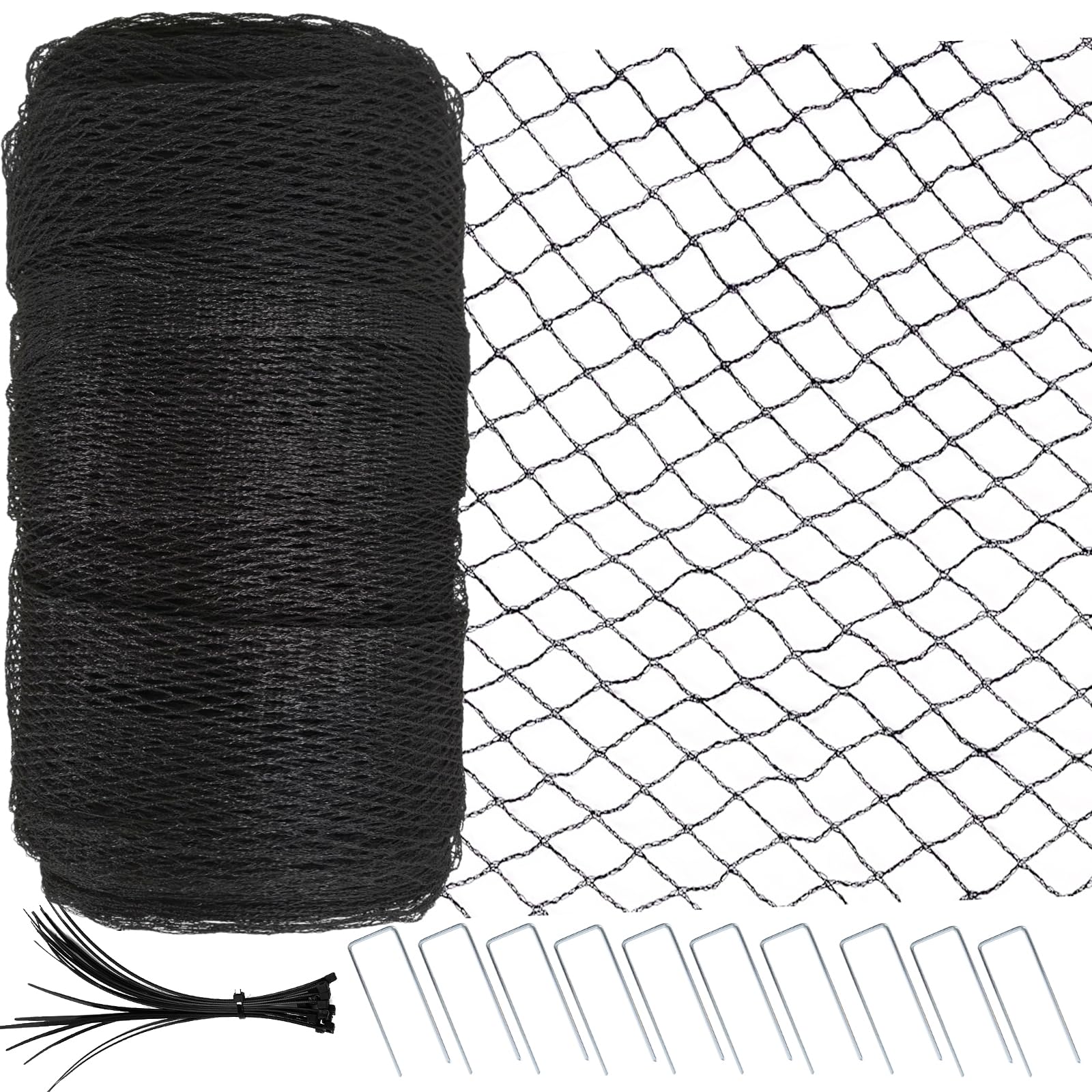 Gartennetz 4x5m Vogelschutznetz Engmaschig (15x15mm) - Extra Starkes HDPE Schutznetz für Obstbäume, Erdbeeren & Teiche - Wiederverwendbar, UV-beständig - Inkl. 50 Kabelbinder & 10 Bodenanker