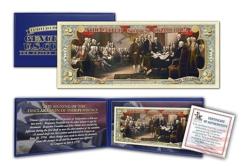 Declaration of Independence - $2 Bill with Folder