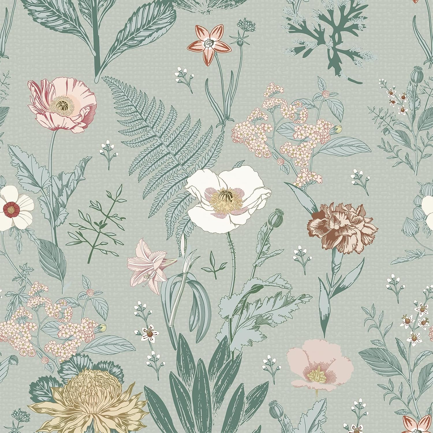 Kitico Peel and Stick Wallpaper Floral Vintage Boho Design, Self Adhesive Removable Wallpaper for Bedroom, Bathroom, Kitchen and Furniture – Renter Friendly Wall Paper 17" x 78.7"