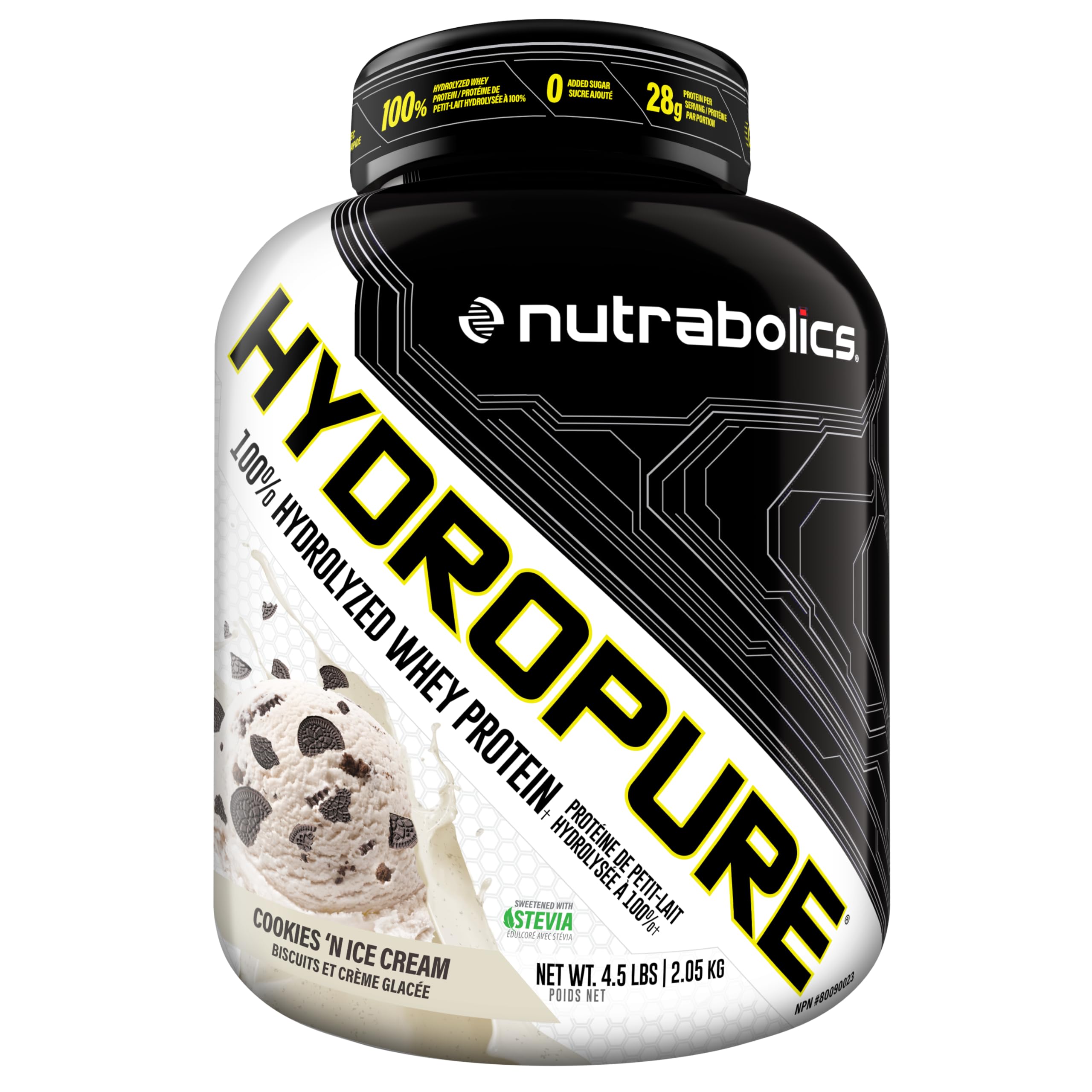Nutrabolics Hydropure Whey Protein Powder | 100% Hydrolyzed Whey Protein | 28g Protein, Fast Absorbing Protein, Low Fat, Low Carbs | 4.5LB (Cookies & Cream)
