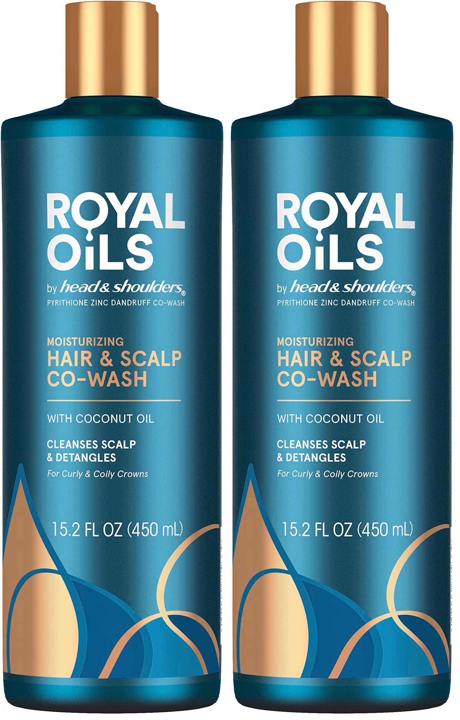 Head and Shoulders Moisturizing CoWash, Anti Dandruff Treatment and Scalp Care, Royal Oils Collection with Coconut Oil, for Natural and Curly Hair, 15.2 fl oz (Pack of 2)