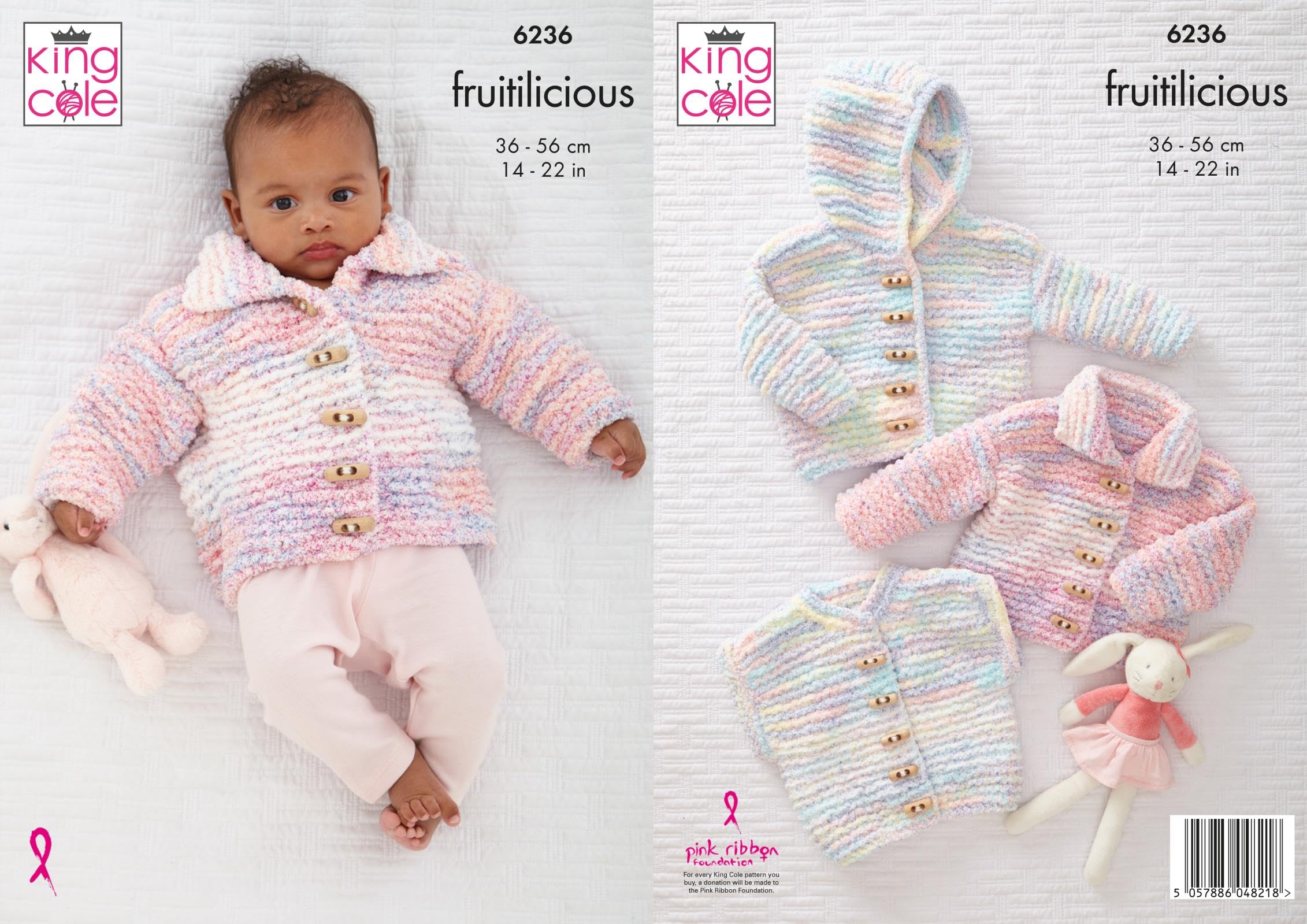 King Cole 6236 Knitting Pattern Baby Hooded Jacket Cardigan Waistcoat in Fruitilicious