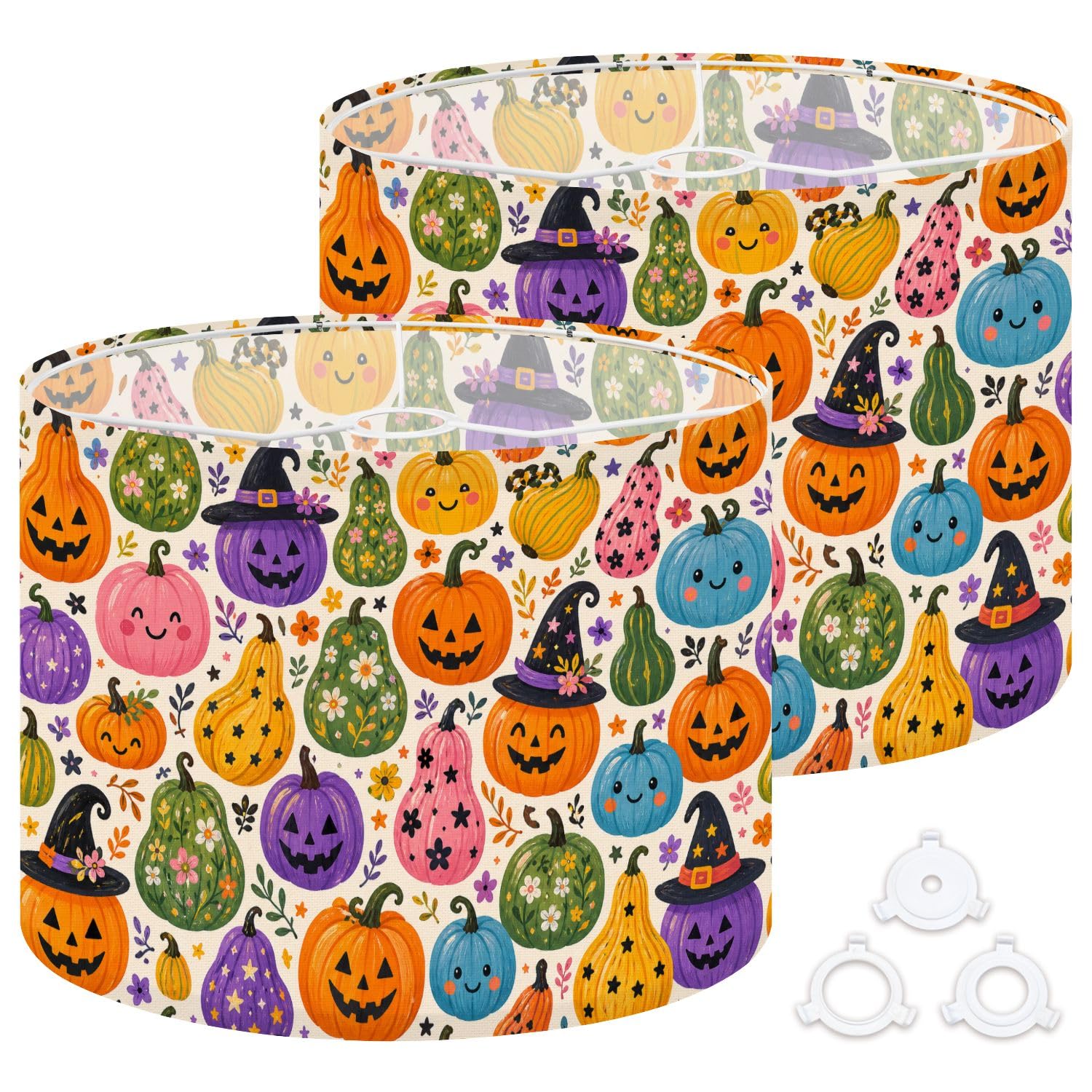 Deruinvaio Multi3 2Pcs 13In Lampshade Lamp Shade Whimsical Halloween Pumpkin Gourd Cute For Ceiling Light, Table Lamp Floor Lamp Easy Assembly Replacement Light Shade