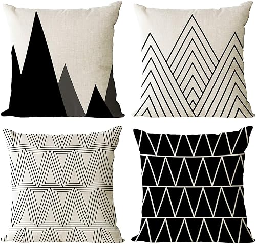 YeeJu - Funda de cojín cuadrada de lino y algodón con diseño geométrica. Funda de almohada, para exterior, hogar, sofá., Geométrico 05, 20*20