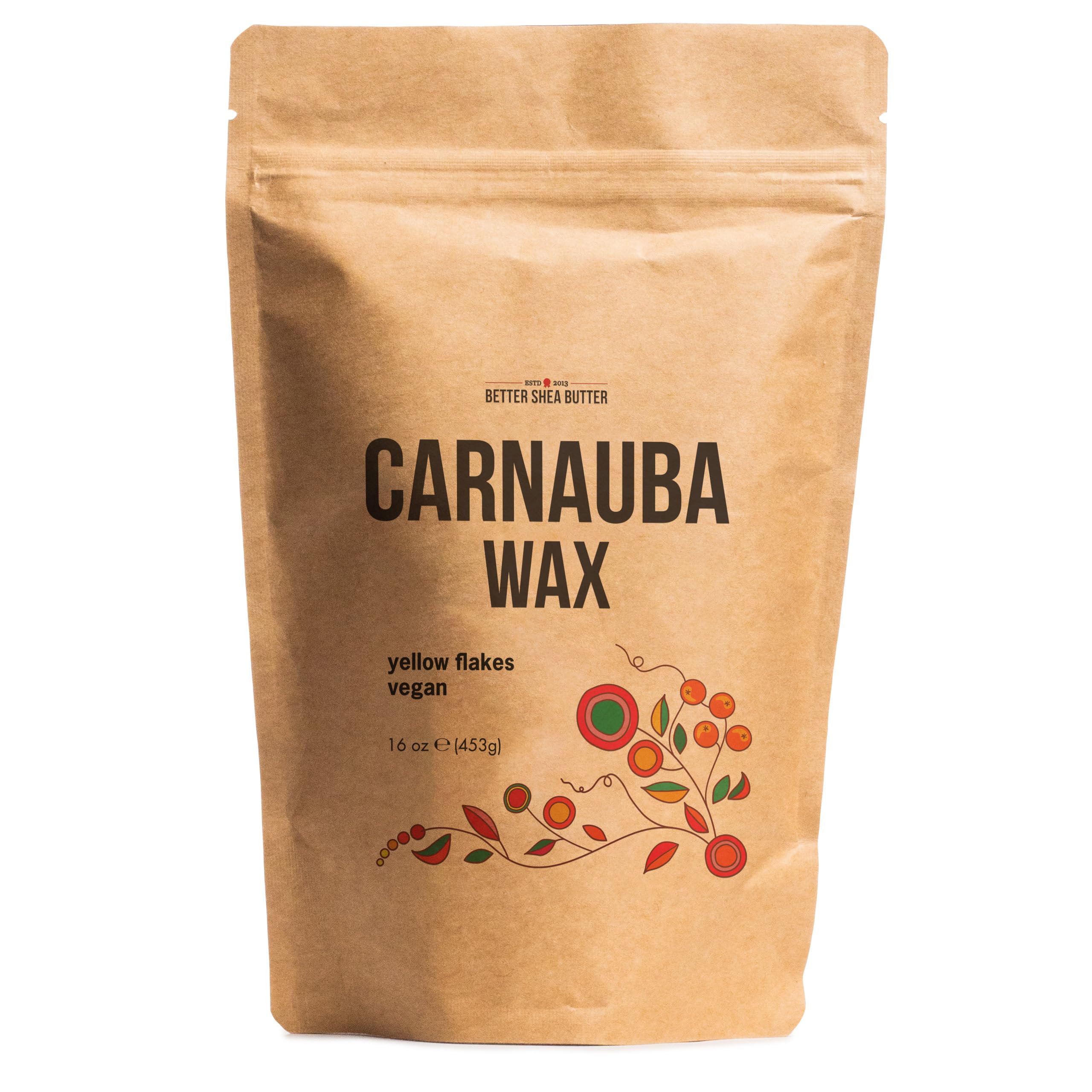 Pure Carnauba Wax for Wood, Furniture, Car Polish and Leather Finishing | Use in Homemade Balms and Skin Care | Food Grade, Vegan Hard Wax | 1 LB (16 oz) by Better Shea Butter