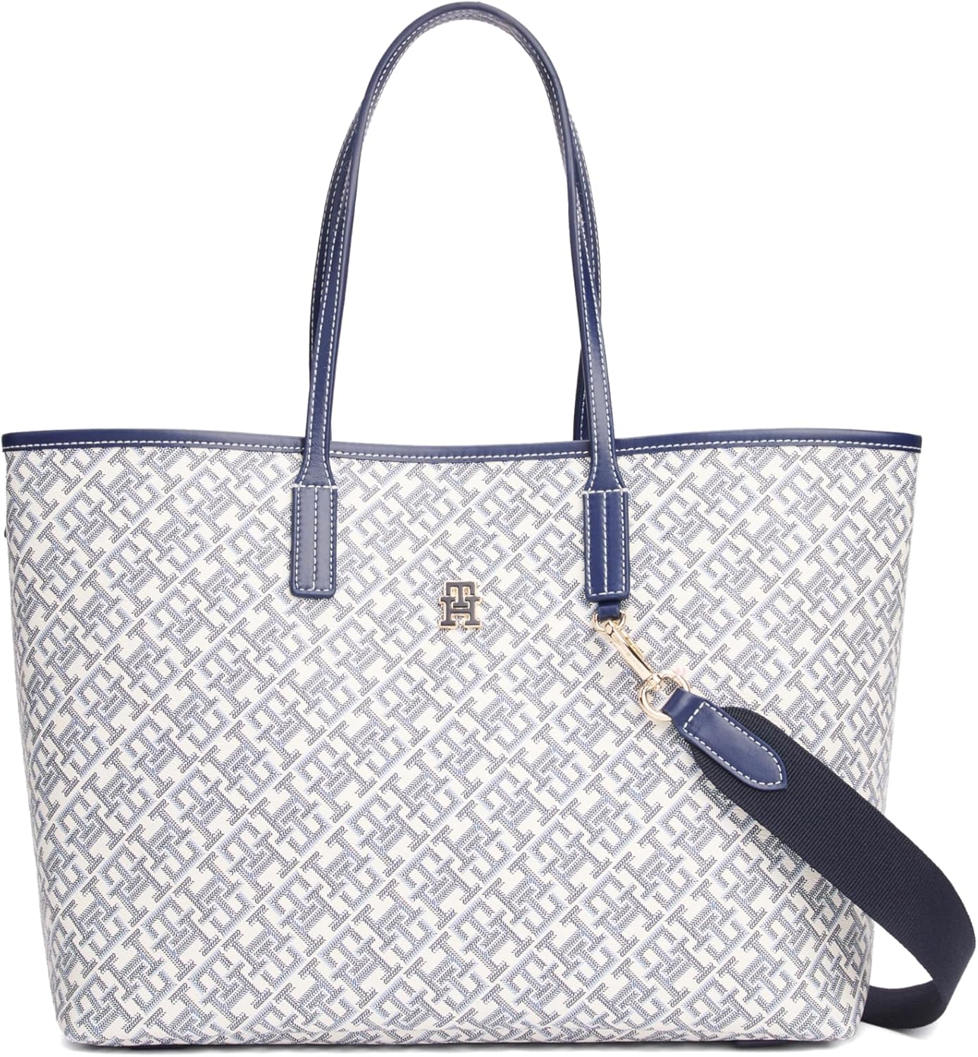 Tommy Hilfiger Women's Monogram Leather Tote With Zipper Pocket