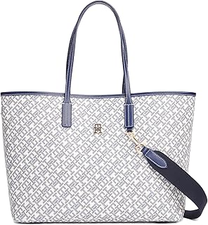 Tommy Hilfiger Women's Monogram Leather Tote with Zipper Pocket