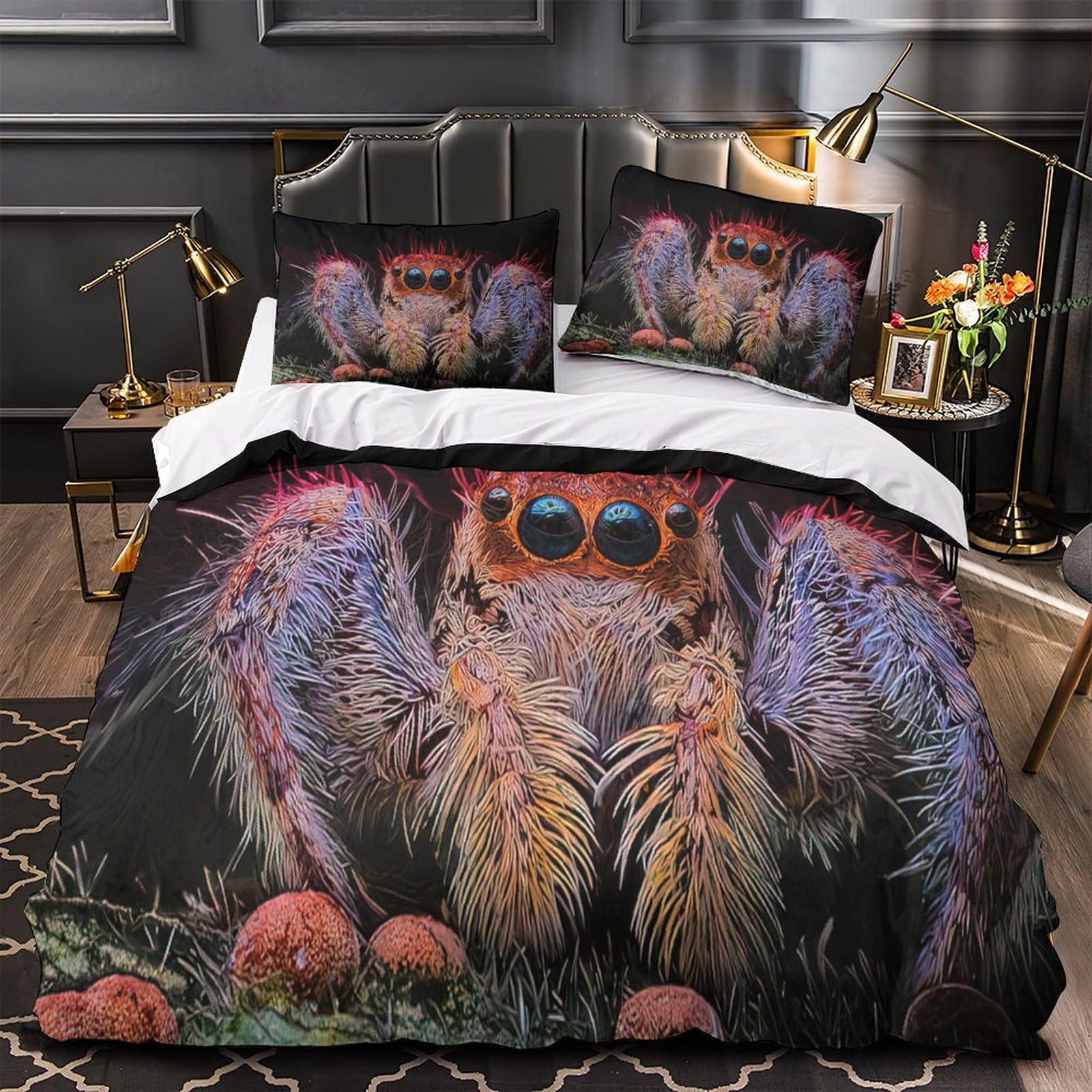 Parure de couette araignée sauteuse 3D en microfibre résistante