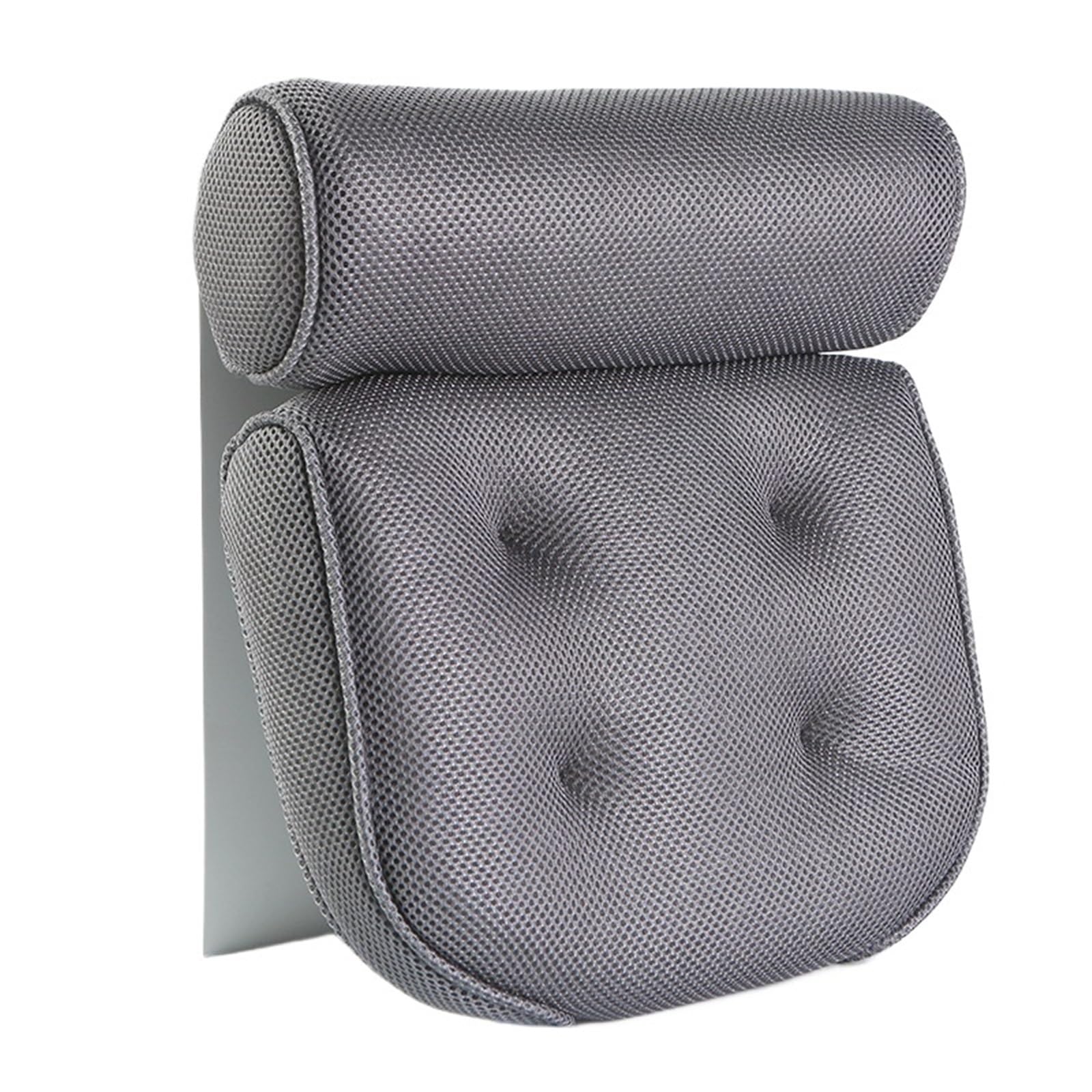 Bath Pillow 3D Bathtub Pillow With 6 Suction Cups Bath Cushion Square(Gray)