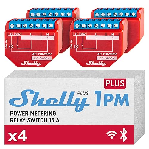 Shelly Plus 1PM UL Interruptor de relé inteligente WiFi y Bluetooth con medición de potencia Automatización del hogar Compatible con Alexa y