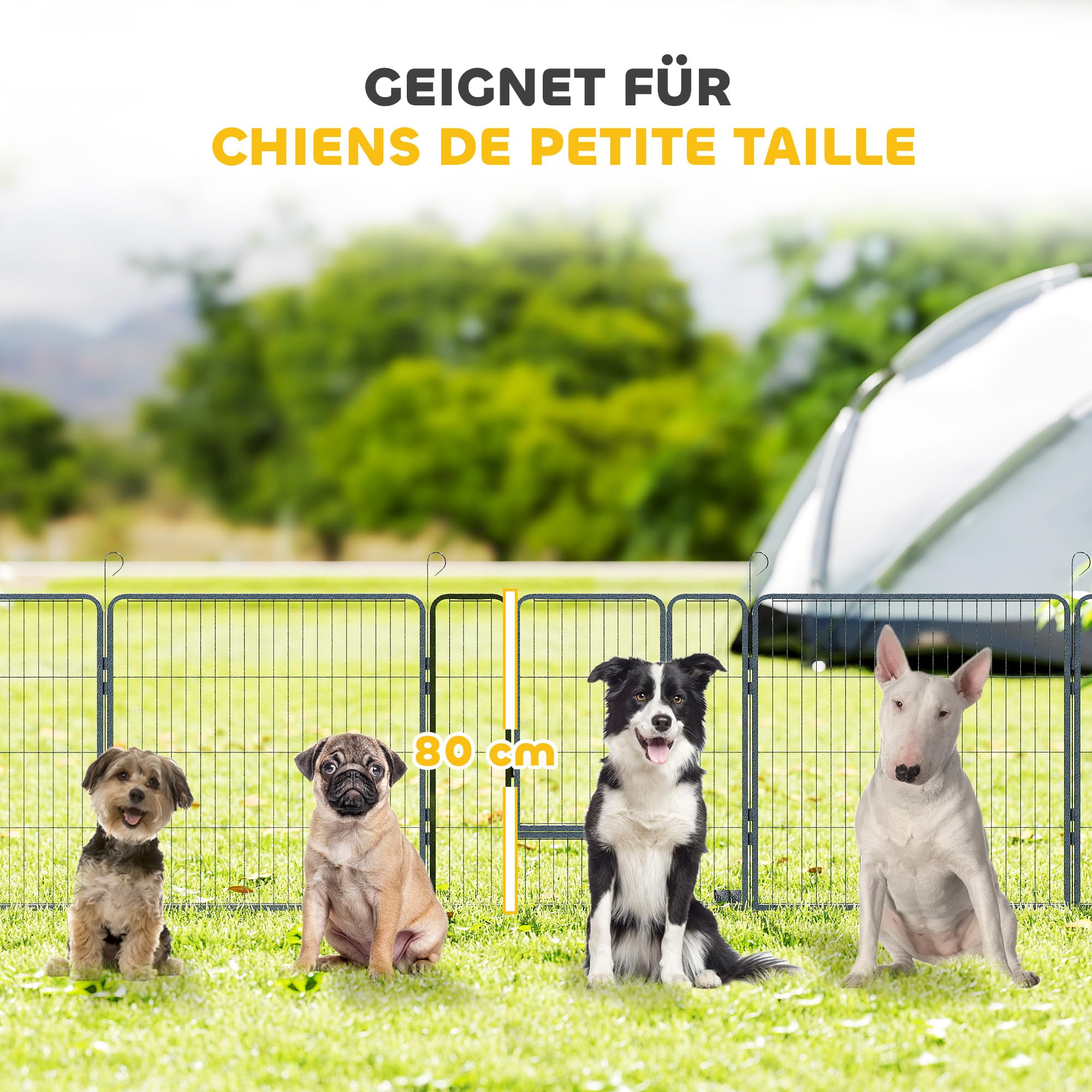 PawHut Recinto per cani, parco animali, conigli, anatre 80 cm altezza