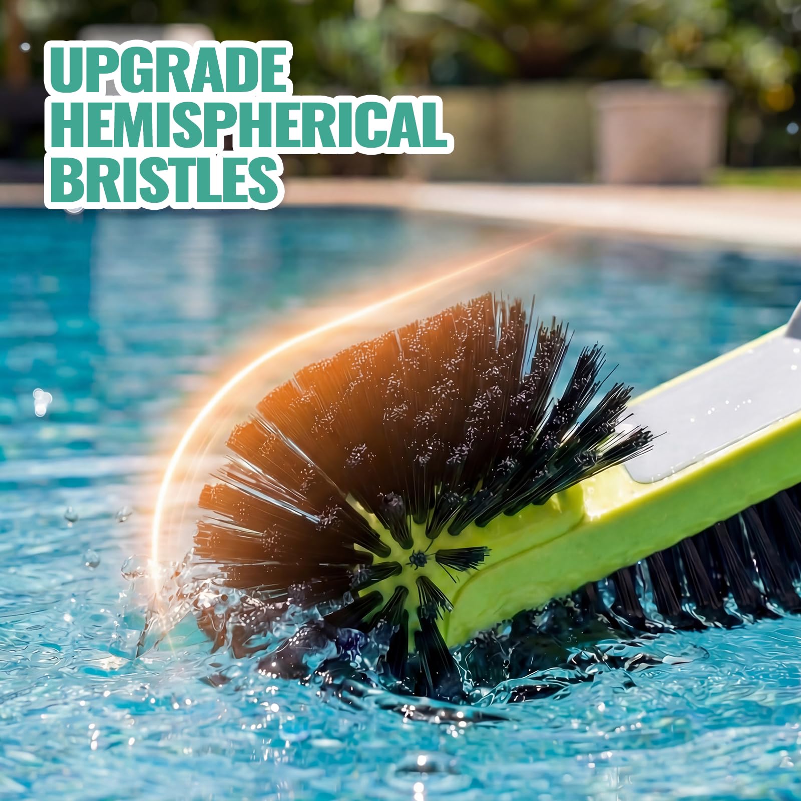 Cabezal de cepillo de piscina para limpiar paredes con cerdas hemisféricas, resistente para piscinas enterradas/sobre el suelo, cepillo para limpiar suelos de azulejos, piscinas de vinilo, fibra de